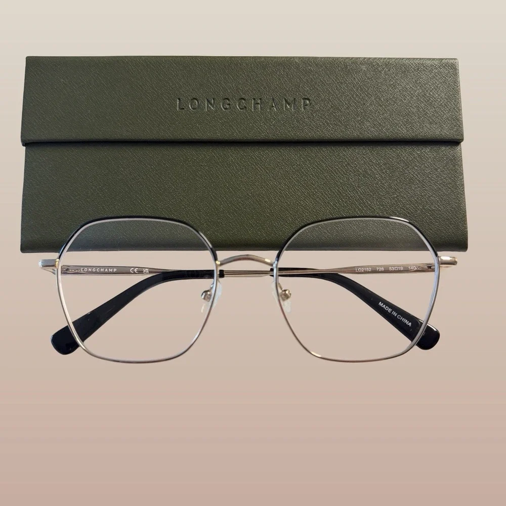 Longchamp LO2152 728 Women Eyeglasses Gold Black Gun Metal Frames 53-19-140 Case